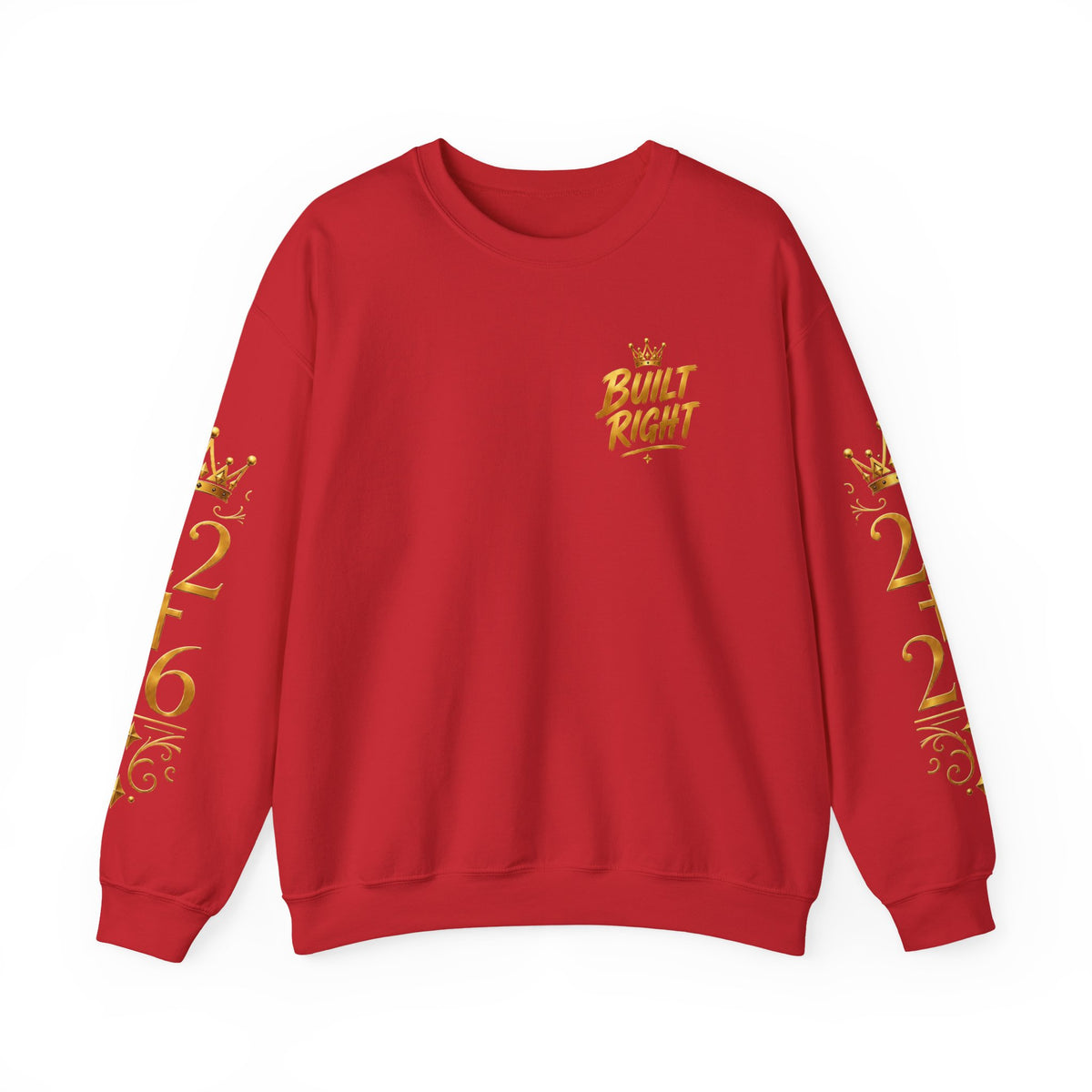 Built Right Crewneck Sweatshirt — "Built Right: Beautiful Brilliant" Gold Graphic