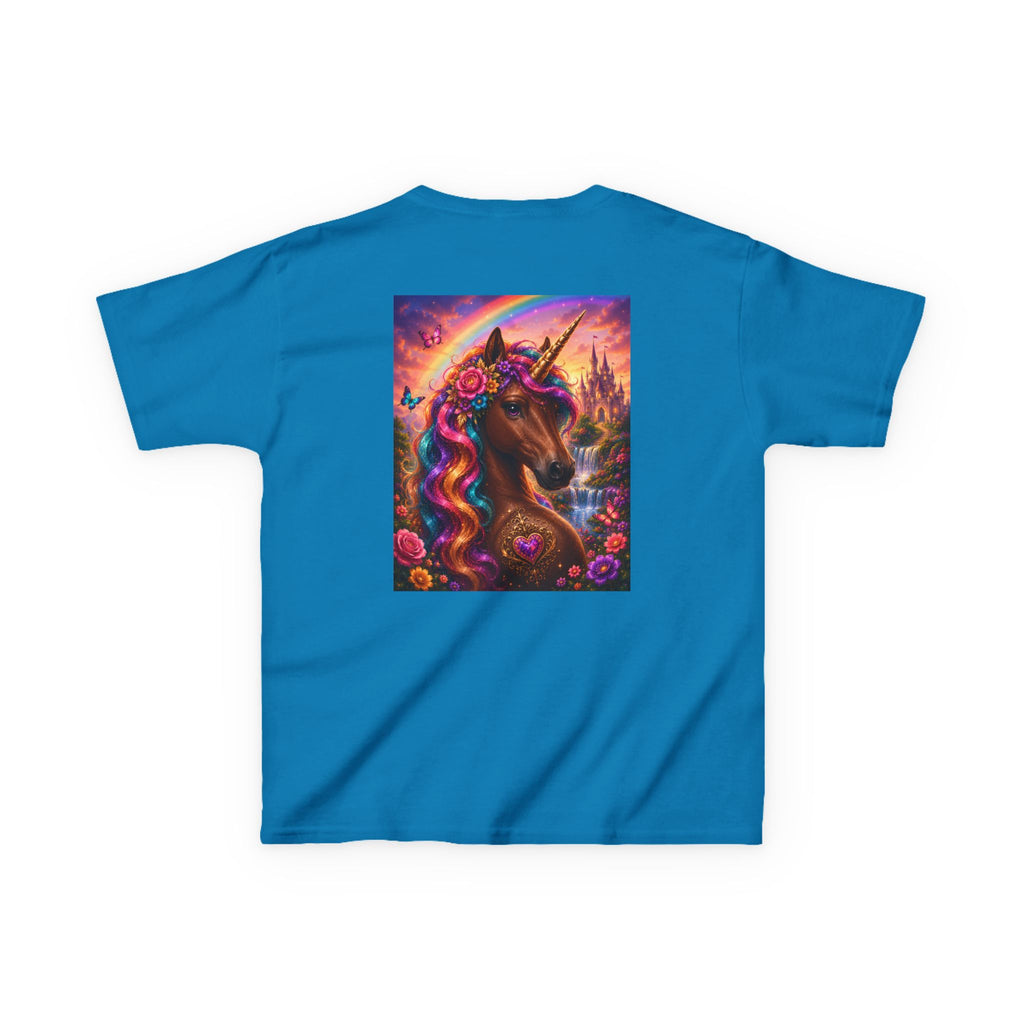 Kids Brown Unicorn Tee — Rainbow Fantasy Magical Horse Shirt