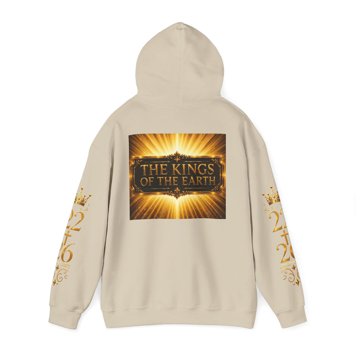 The Kings of the Earth Hoodie – Gold Radiant Crown Sweatshirt (2/6 Sleeve Design)