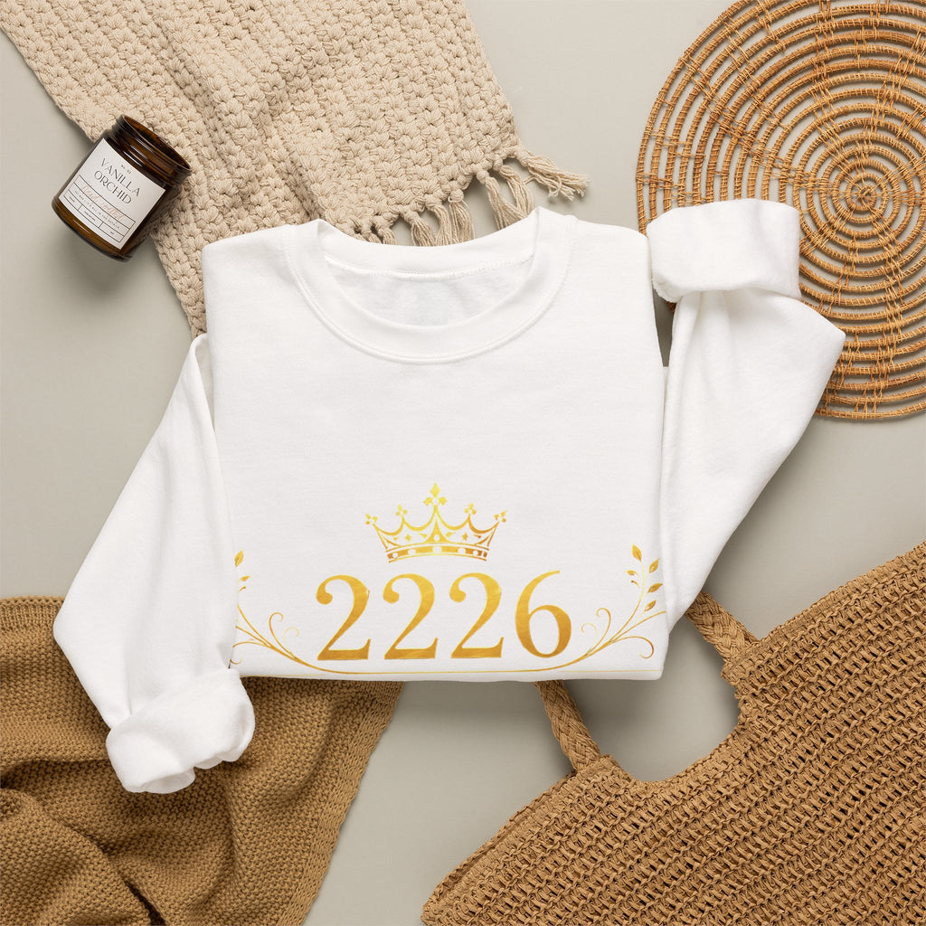 Crewneck Sweatshirt — Gold Crown '2226' Royal Crest Design