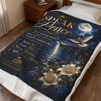 Velveteen Plush Blanket — "Speak Peace" Inspirational Christian Throw with Moonlit Dove & Bible Verse