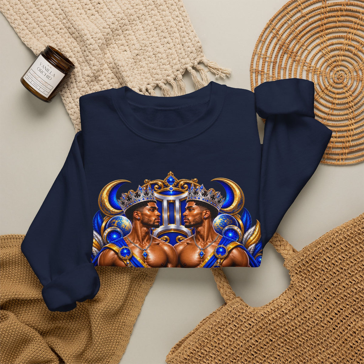 Gemini Zodiac Crewneck Sweatshirt — Twin Gods Astrology Graphic