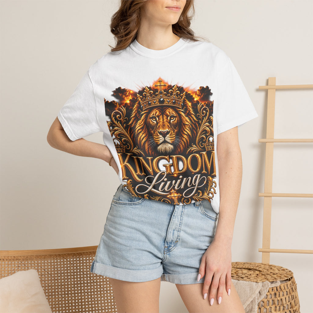 Kingdom Living Lion T-Shirt — Crowned Lion Faith Design (Matthew 6:33)