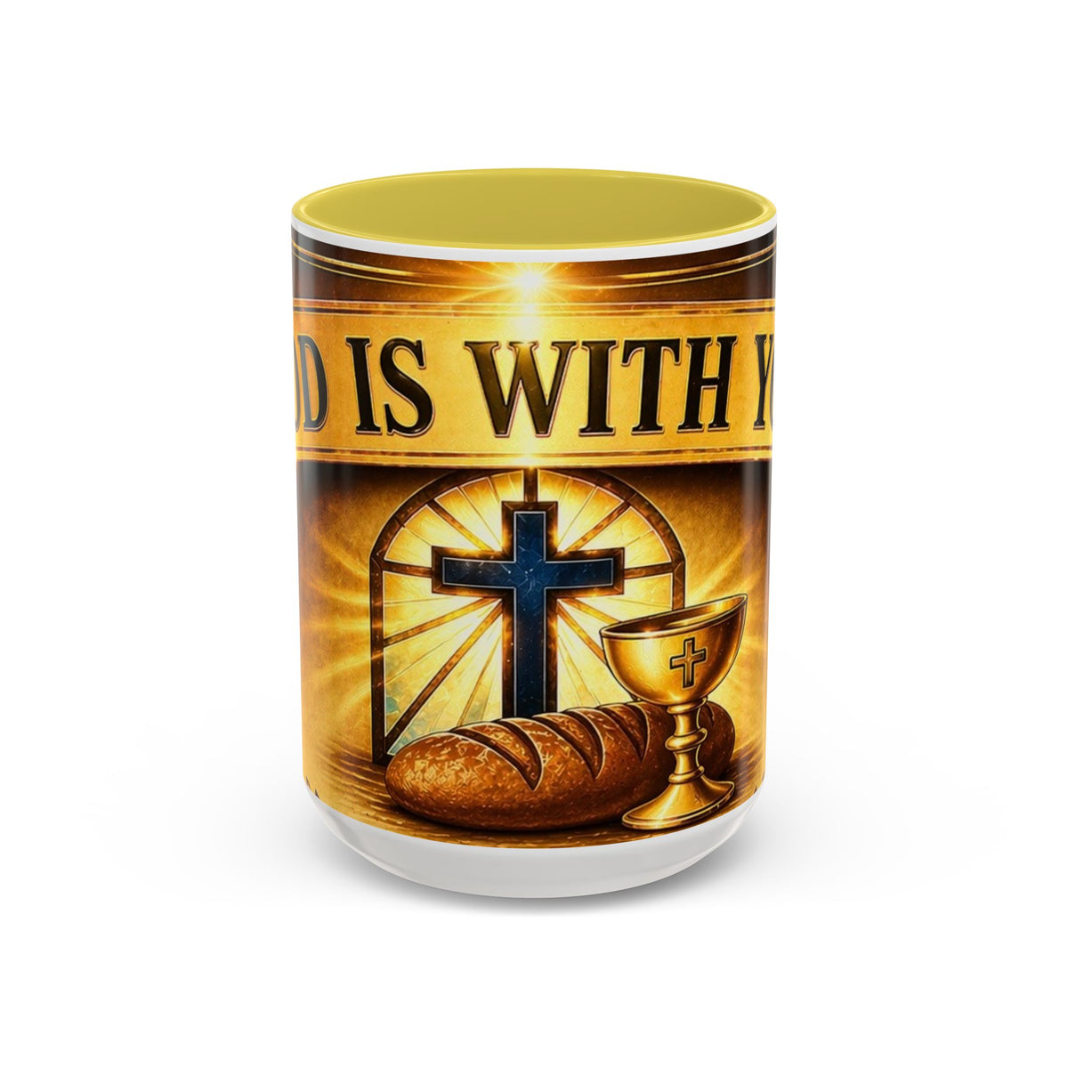 Inspirational Communion Mug — "God Is With You" Christian Coffee Cup
