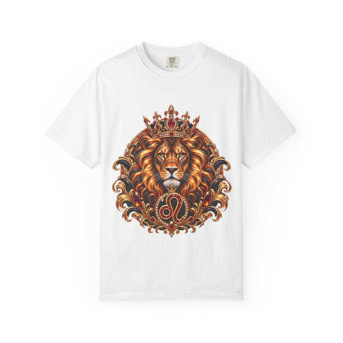 Leo Zodiac Lion T-Shirt — Regal Crowned Lion Astrology Tee