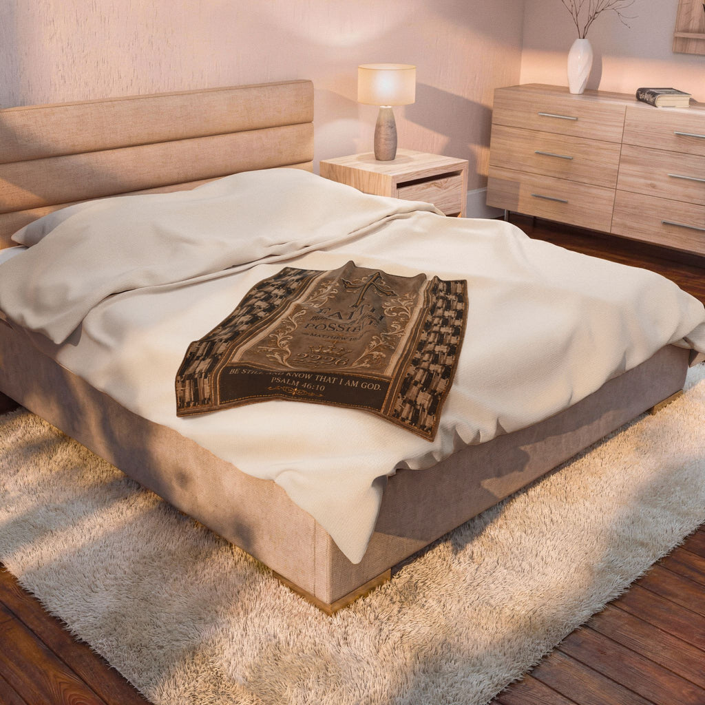 Faith Makes All Things Possible Velveteen Plush Blanket — Religious Inspirational Throw with Cross & Scripture (Matthew 19:26, Psalm 46:10)