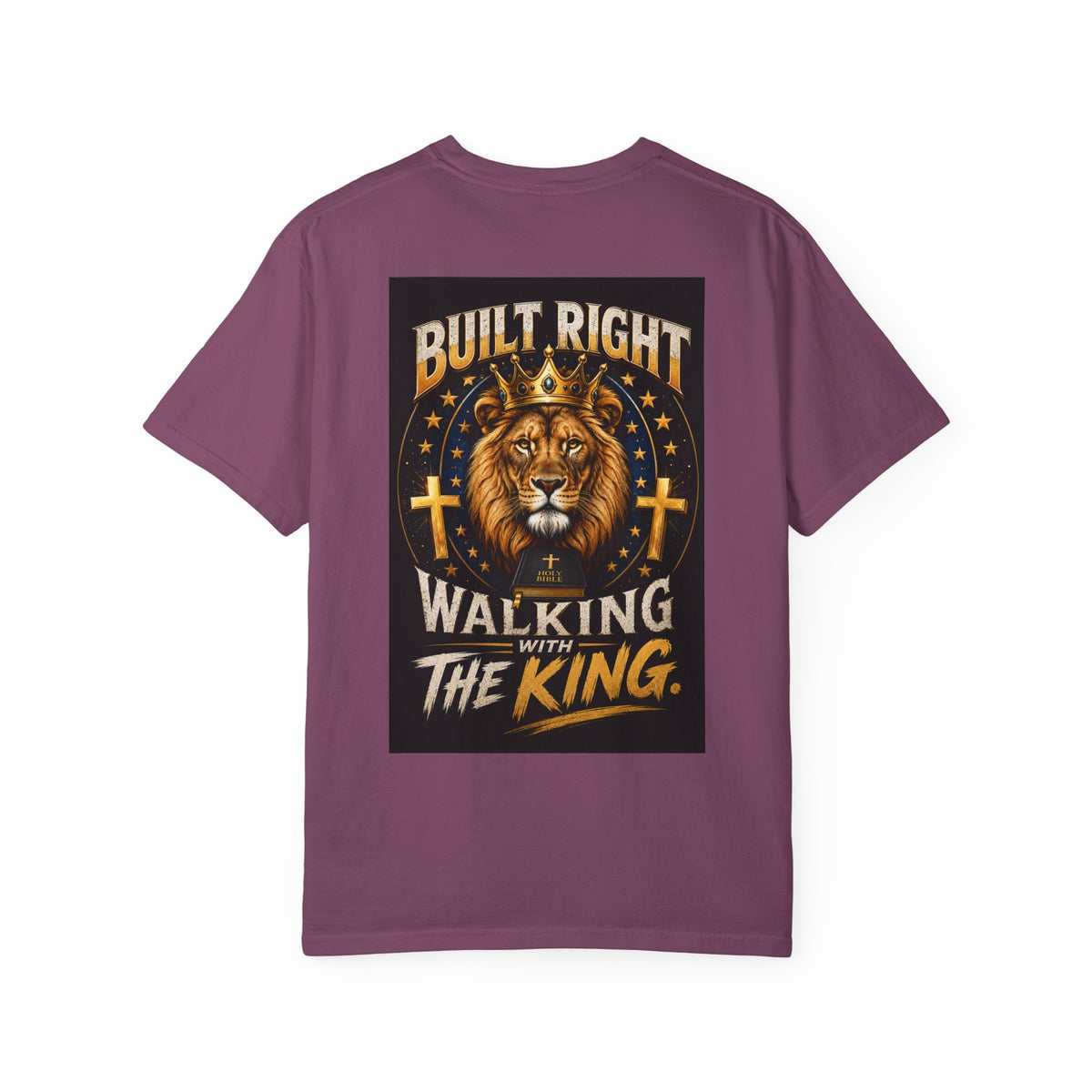 Walking with the King T-Shirt — Built Right Lion Christian Faith Tee