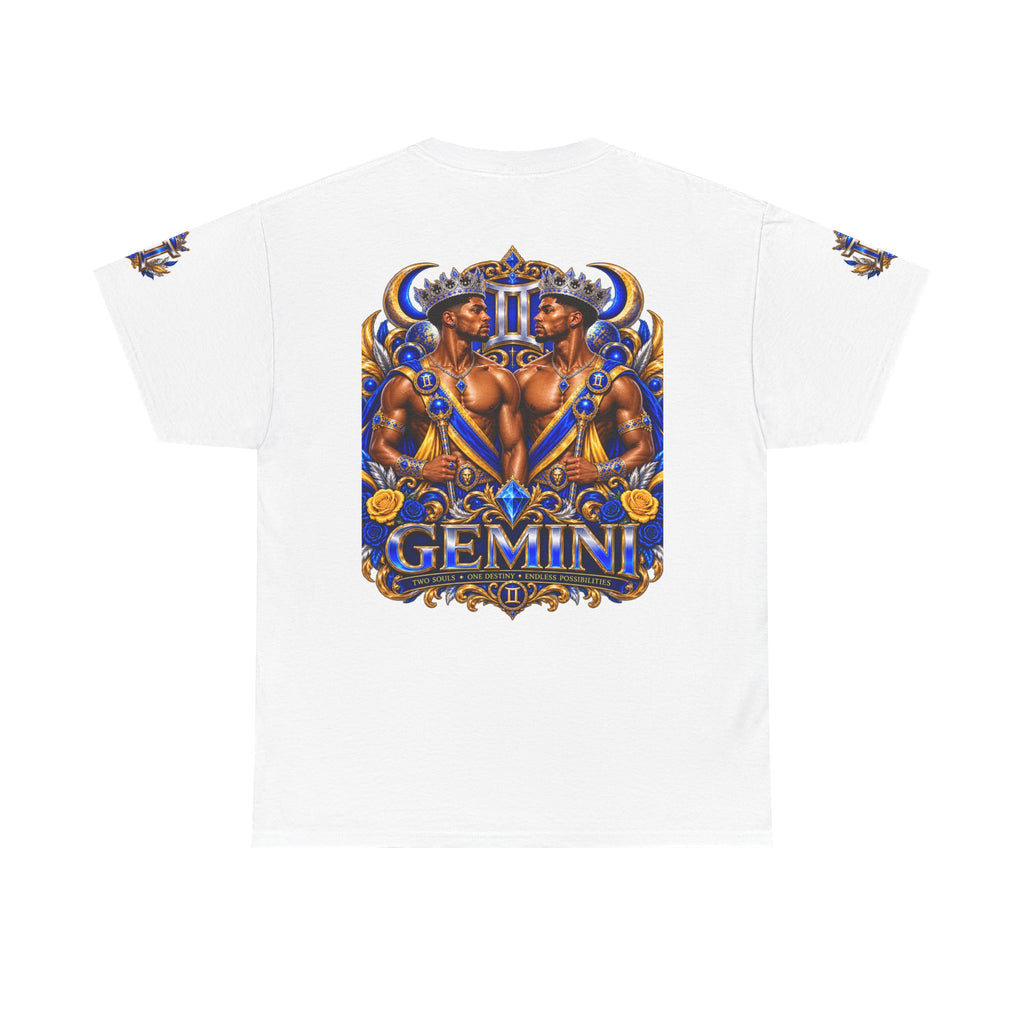 Gemini Zodiac Tee — Bold Royal Twin Astrology T‑Shirt