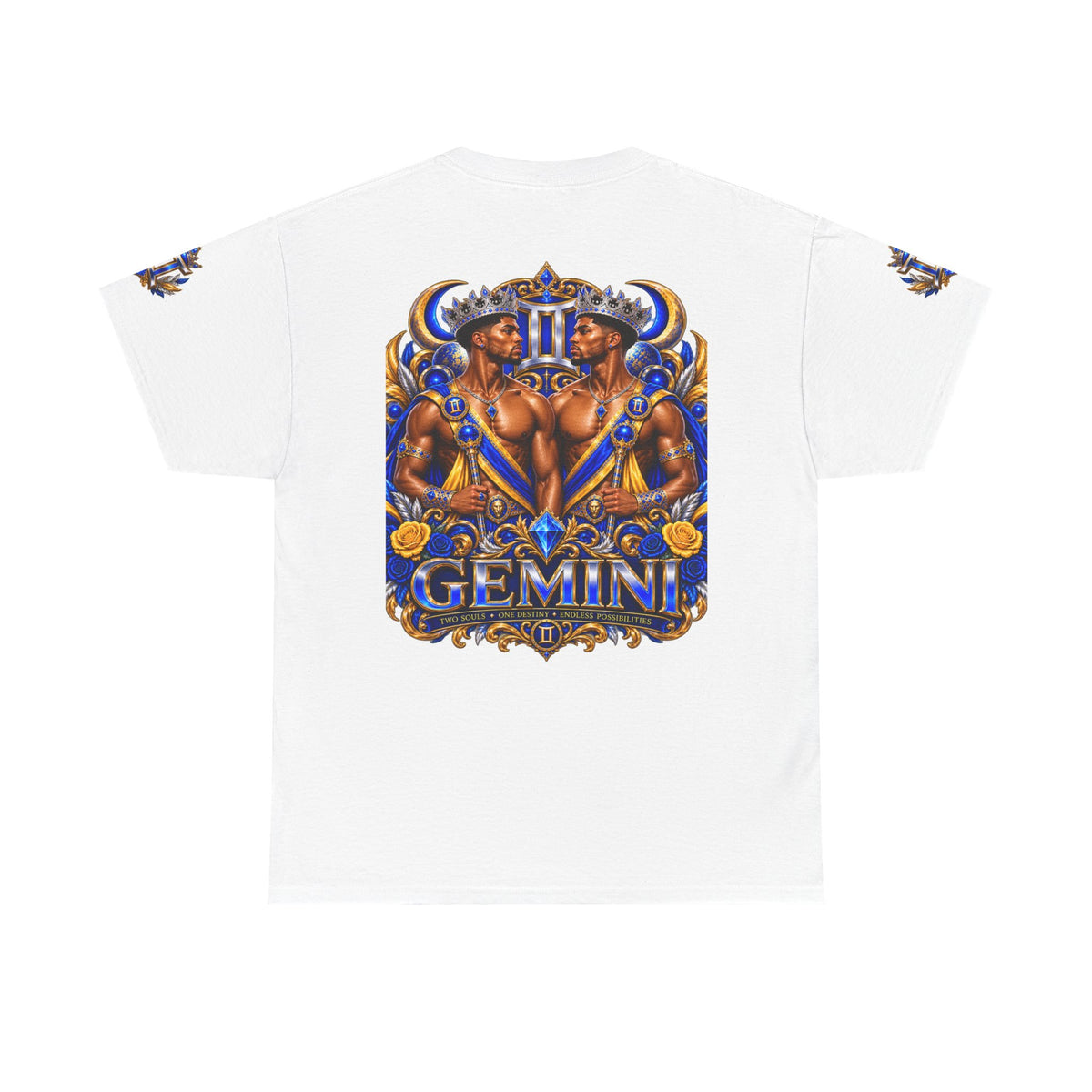 Gemini Zodiac Tee — Bold Royal Twin Astrology T‑Shirt