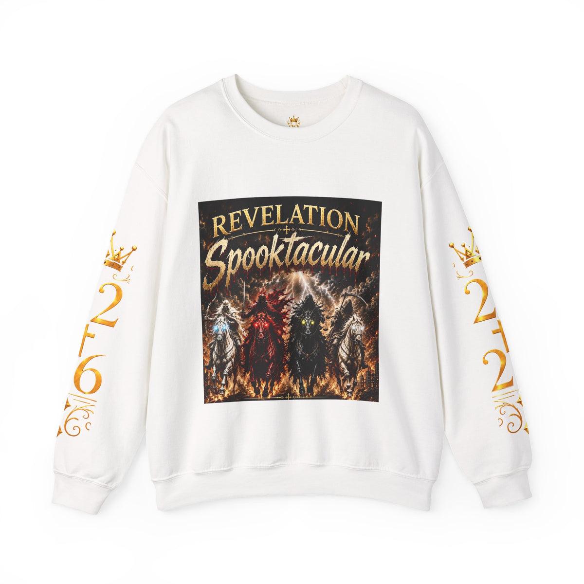 Revelation Spooktacular Sweatshirt — "God’s Reminder: He Is Still on the Throne" Crewneck