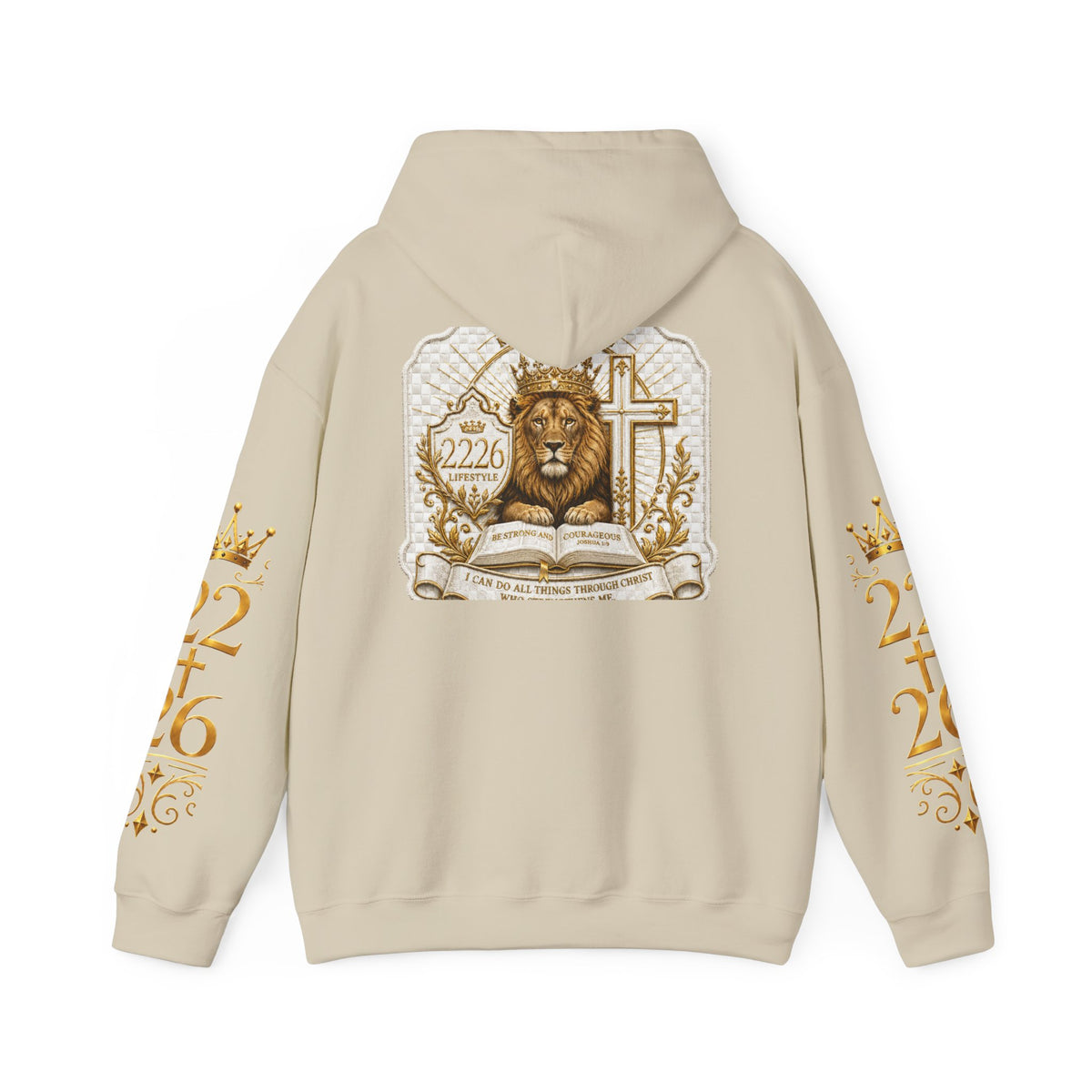 Lion Crest Hoodie – "22:26" Bible Verse Religious Pullover