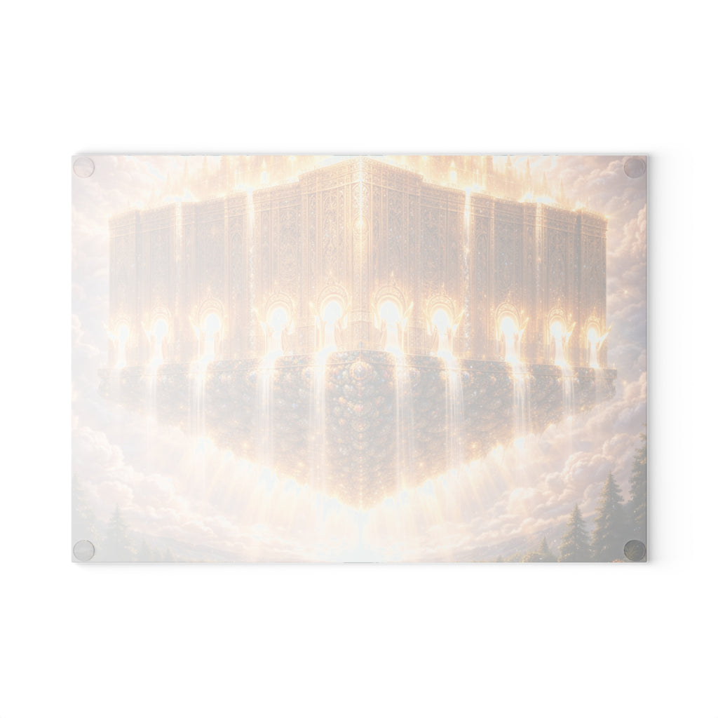 Radiant Floating Temple Glass Cutting Board — Ethereal Kitchen Art