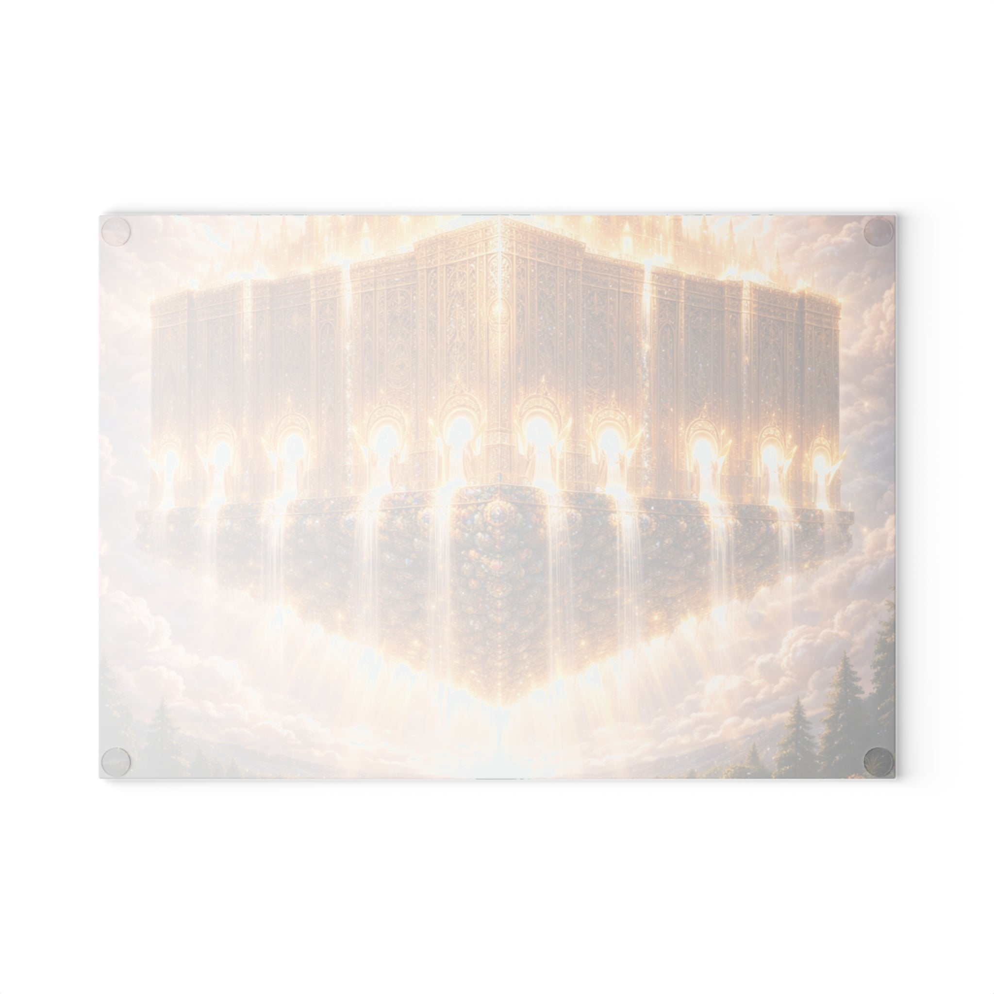 Radiant Floating Temple Glass Cutting Board — Ethereal Kitchen Art