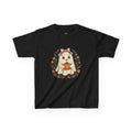 Kids Halloween Tee — Cute Ghost Holding Pumpkin "Spooky Season"