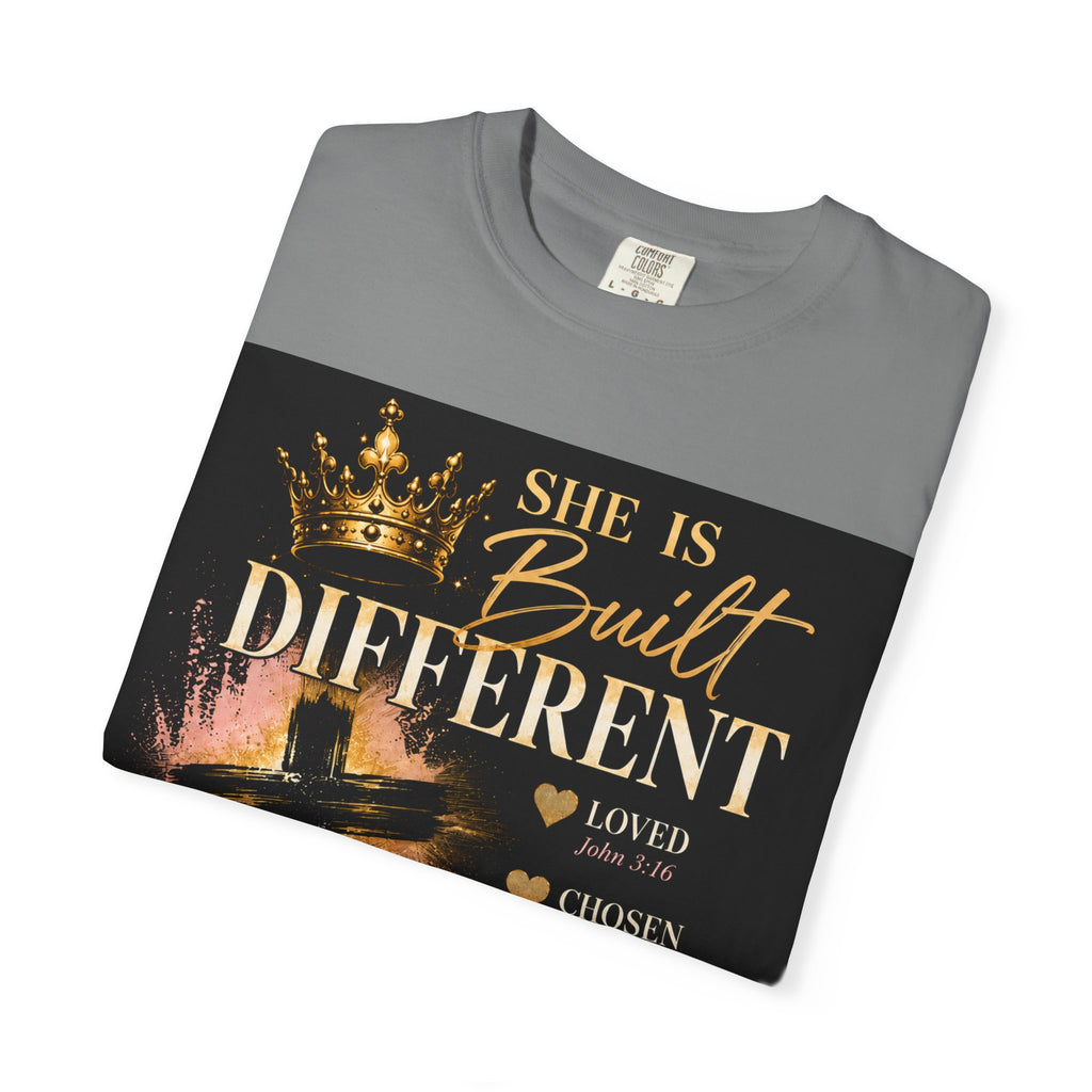 Christian Inspirational T-Shirt — "She Is Built Different / Built Right"