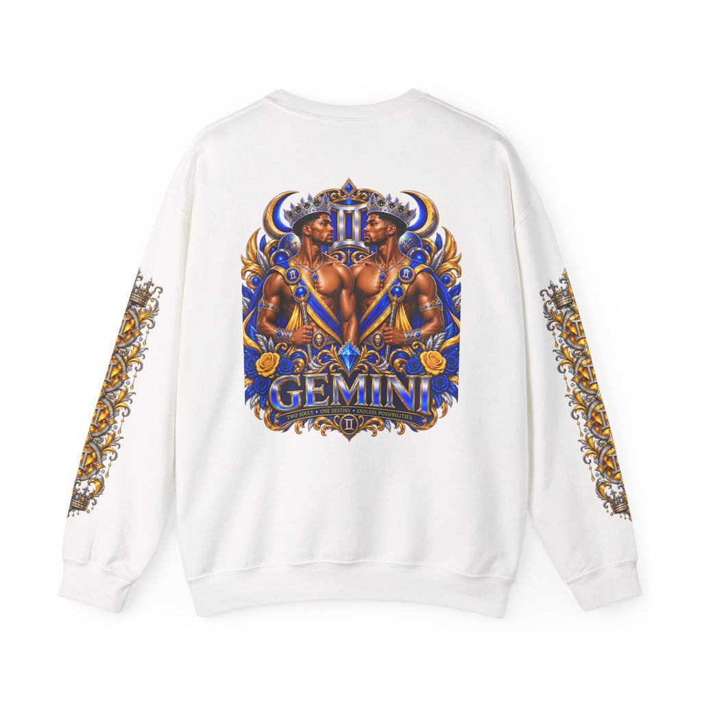 Gemini Zodiac Crewneck Sweatshirt — Twin Gods Astrology Graphic