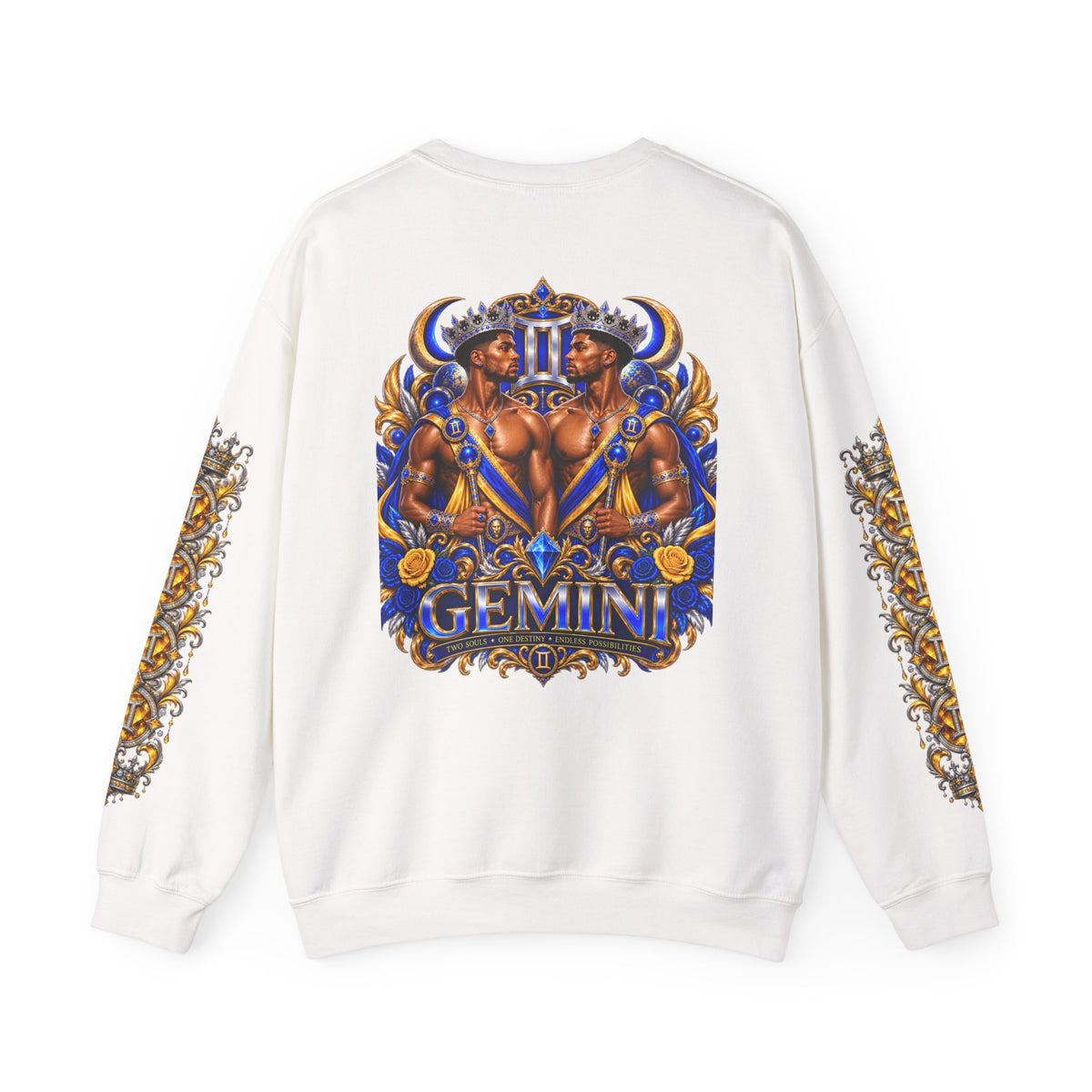 Gemini Zodiac Crewneck Sweatshirt — Twin Gods Astrology Graphic