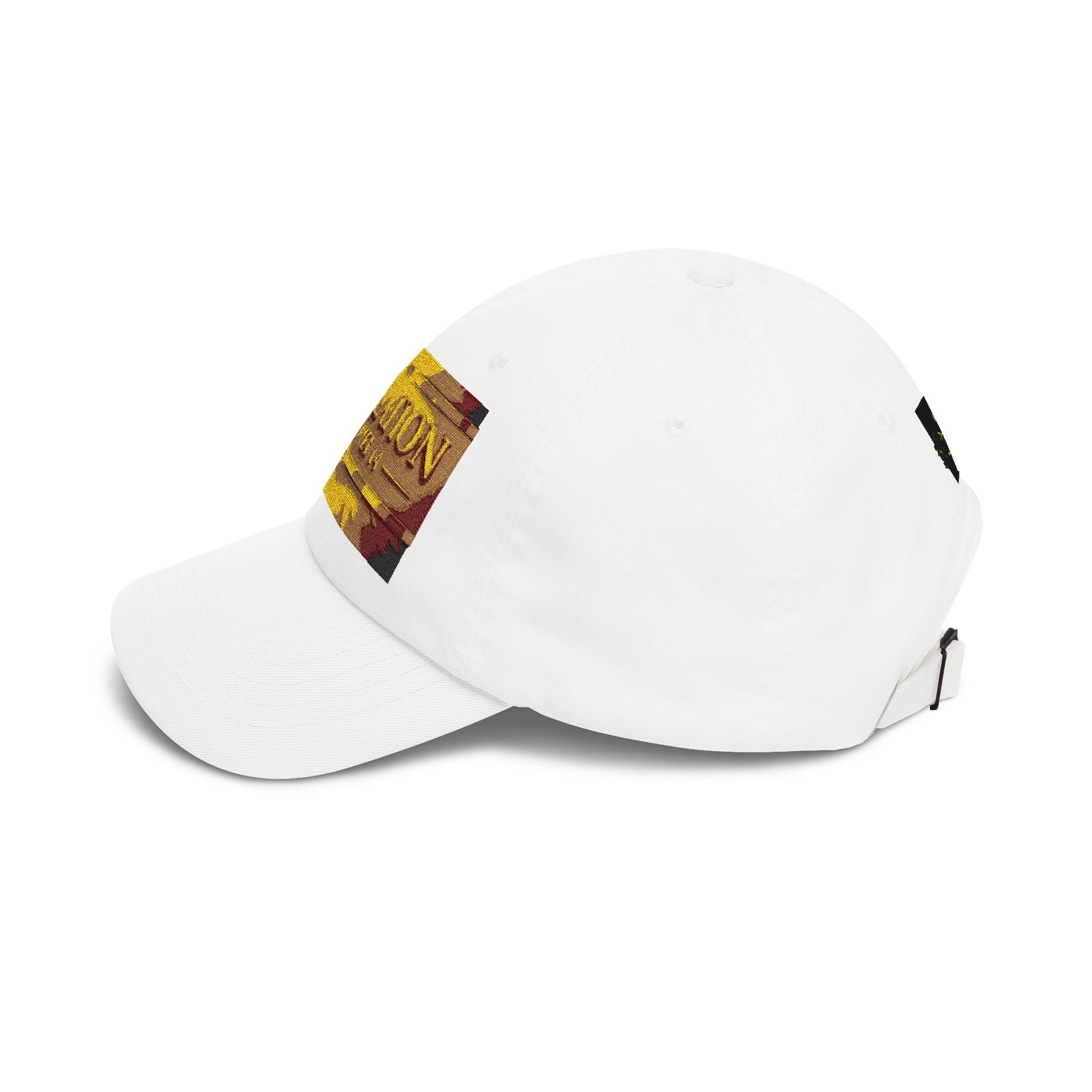 Revelation Chapter 4 White Dad Cap — Gold Vintage Bible Verse Hat