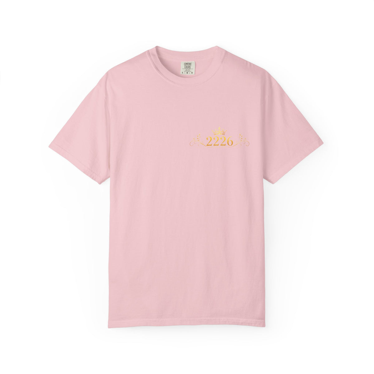 2226 Minimalist Chest Logo Tee — Subtle Gold Graphic T-Shirt