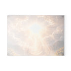 Heavenly Rays Glass Cutting Board — Serene Sunlight Cloudscape Kitchen Decor