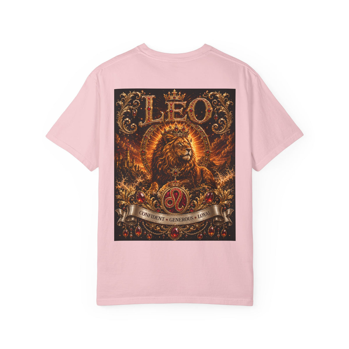 Leo Zodiac Lion T-Shirt — Regal Crowned Lion Astrology Tee