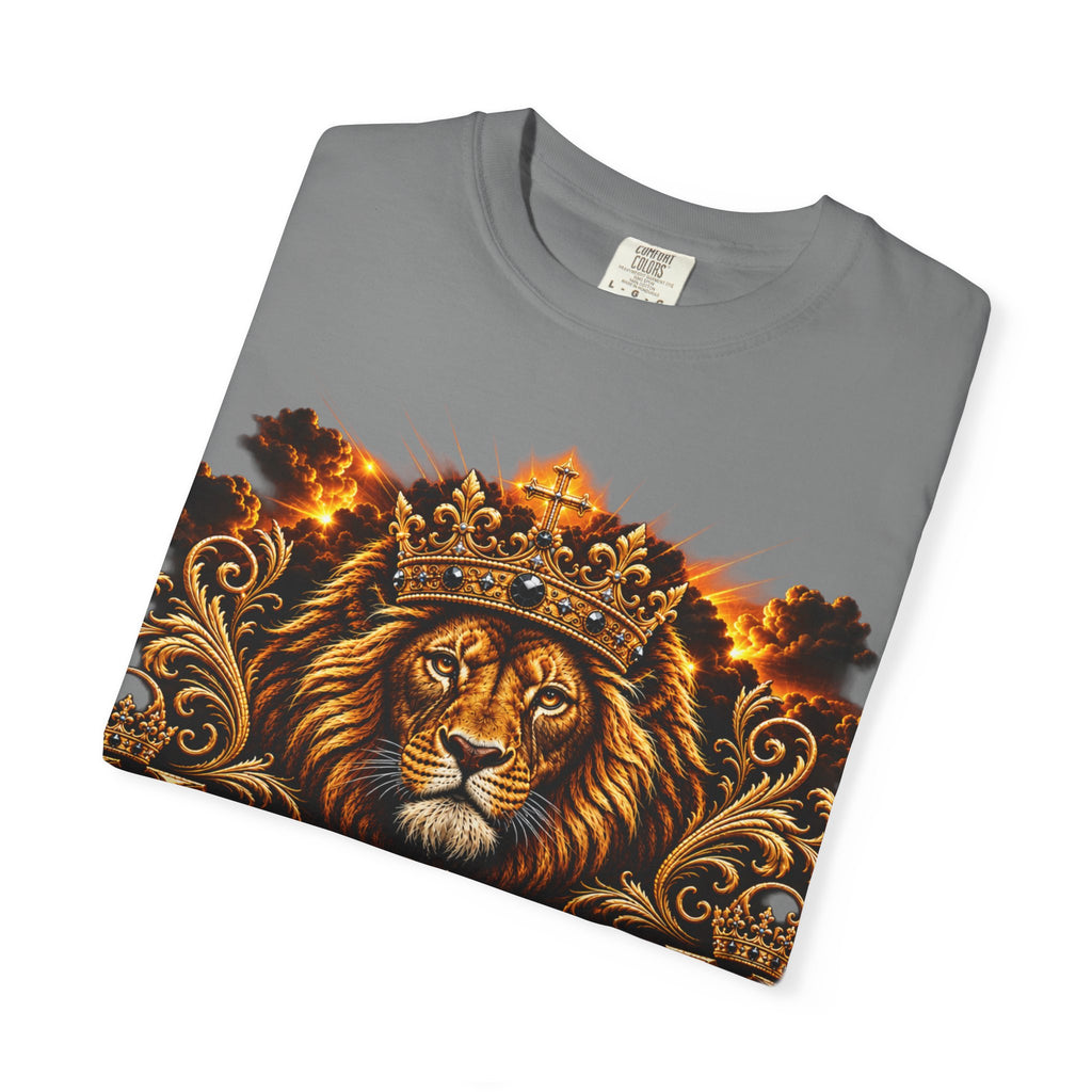Kingdom Living Lion T-Shirt — Crowned Lion Faith Design (Matthew 6:33)