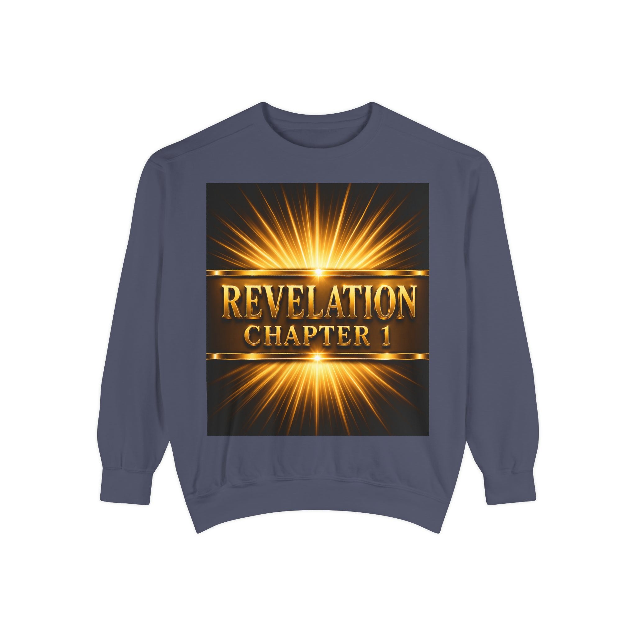 Revelation Chapter 1 Sweatshirt — Golden Christ Return Religious Crewneck