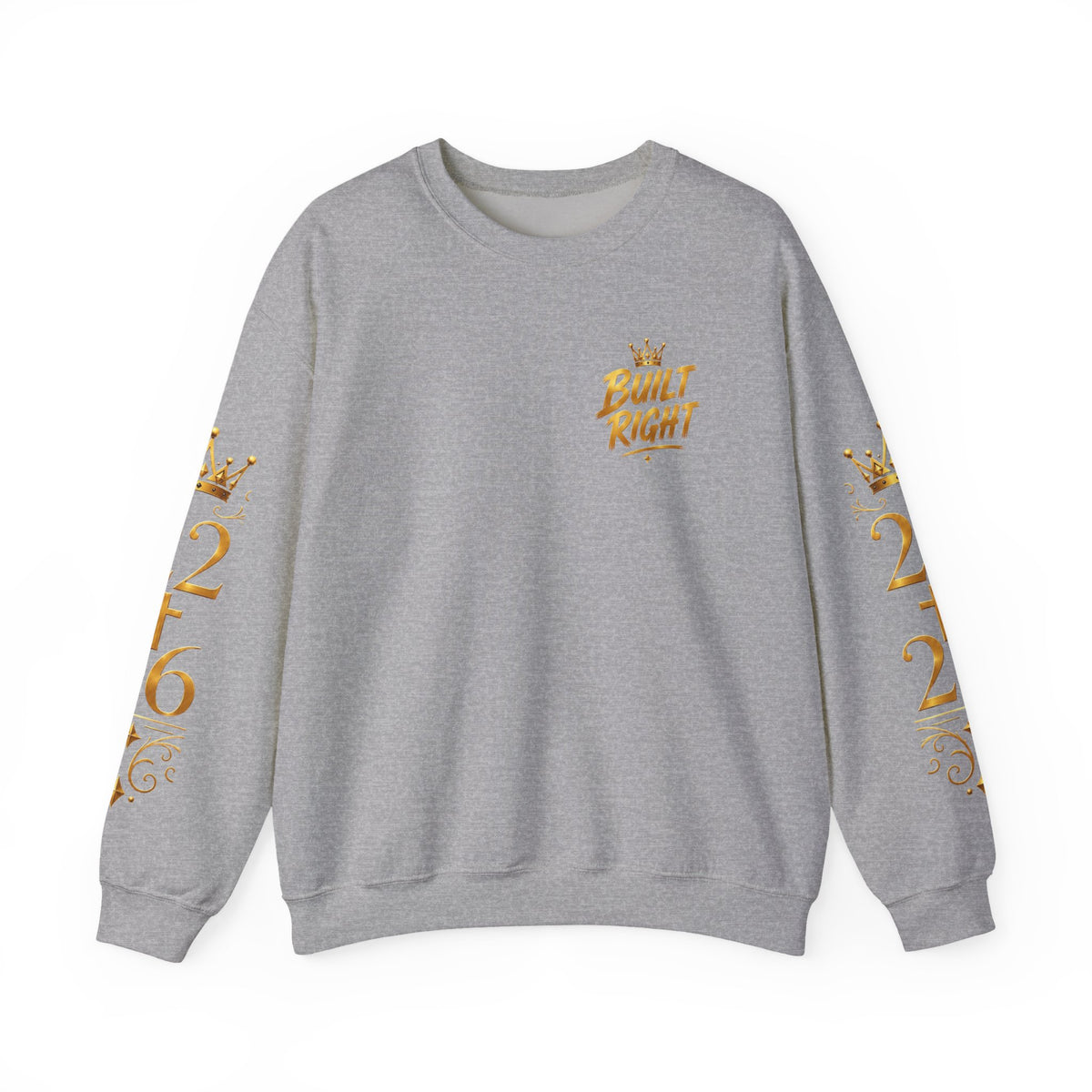 Built Right Crewneck Sweatshirt — "Built Right: Beautiful Brilliant" Gold Graphic