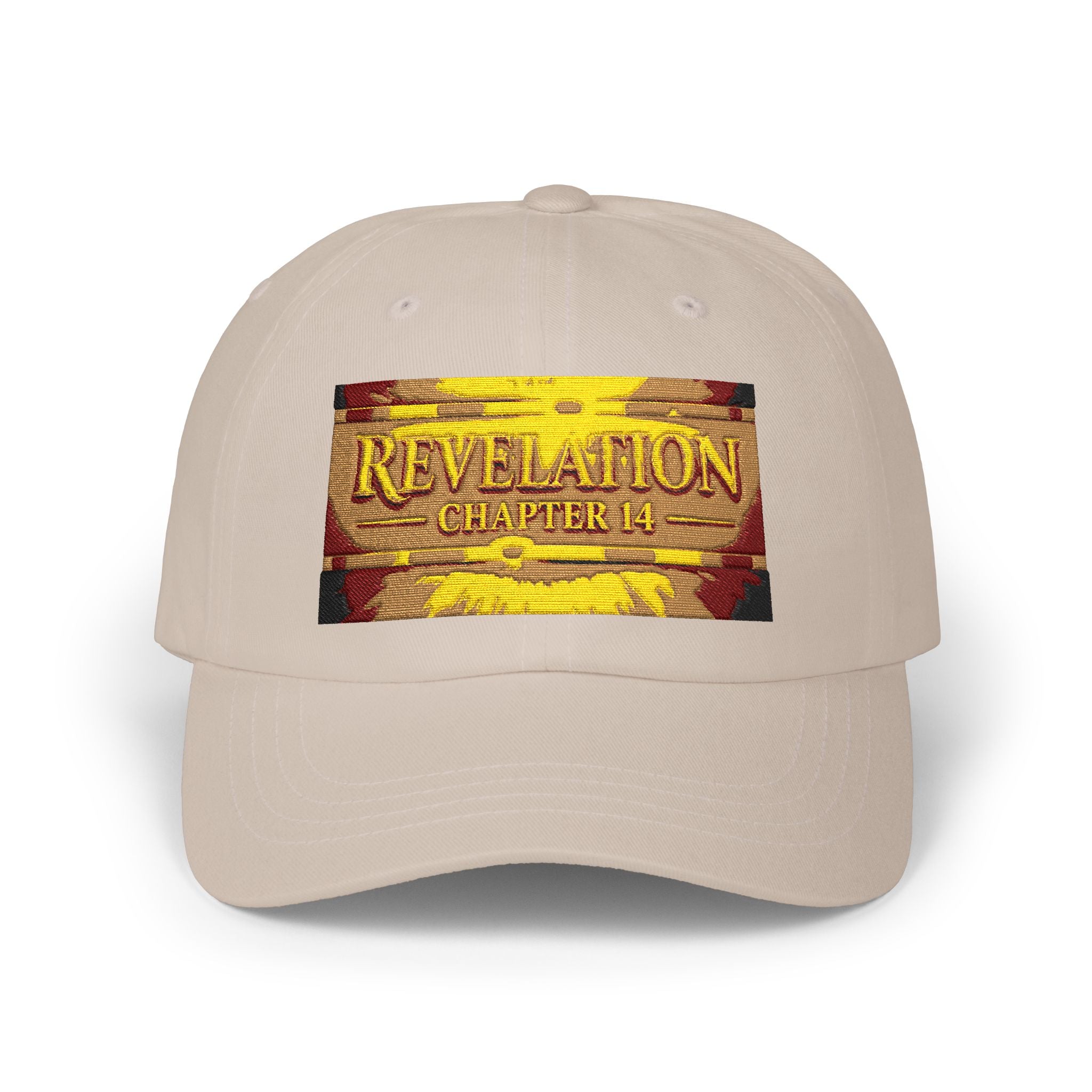 Revelation Chapter 4 White Dad Cap — Gold Vintage Bible Verse Hat