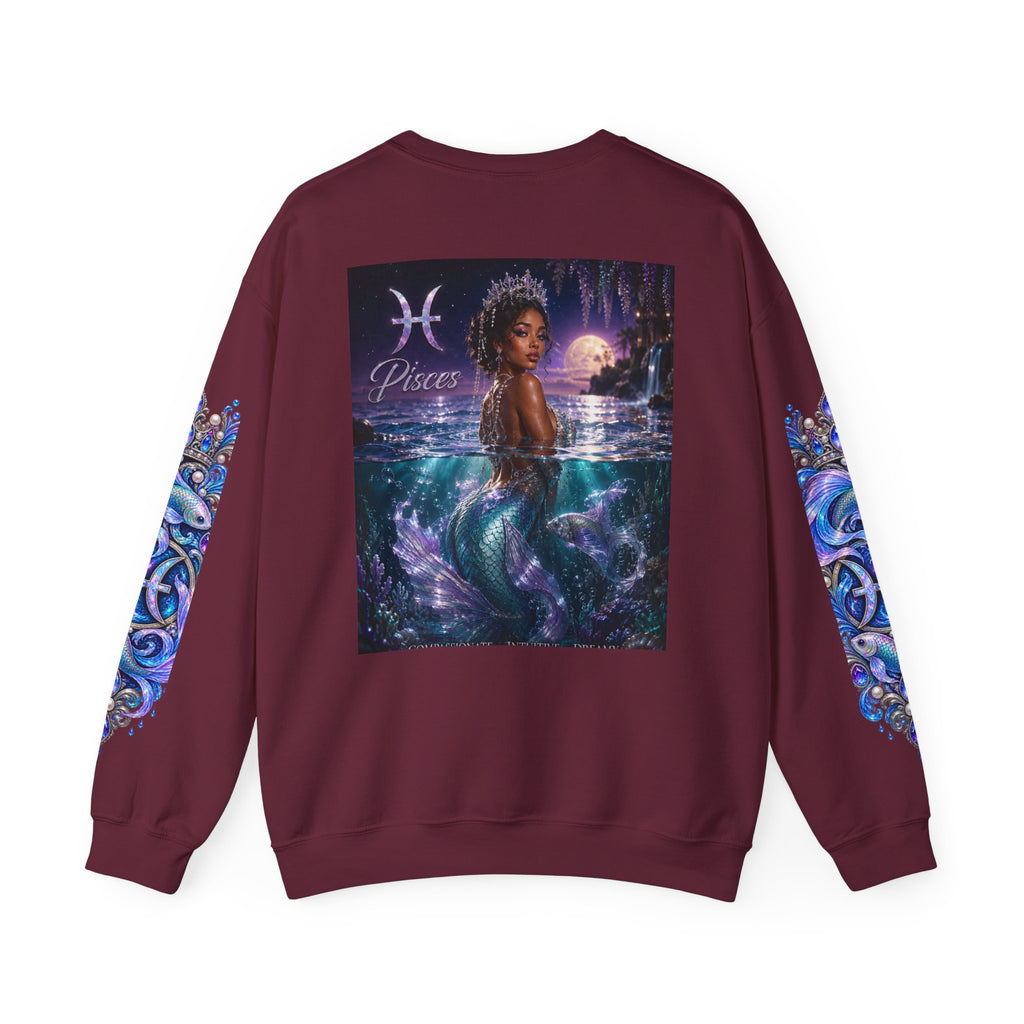 Pisces Mermaid Crewneck Sweatshirt — Zodiac Astrology Graphic Sweater