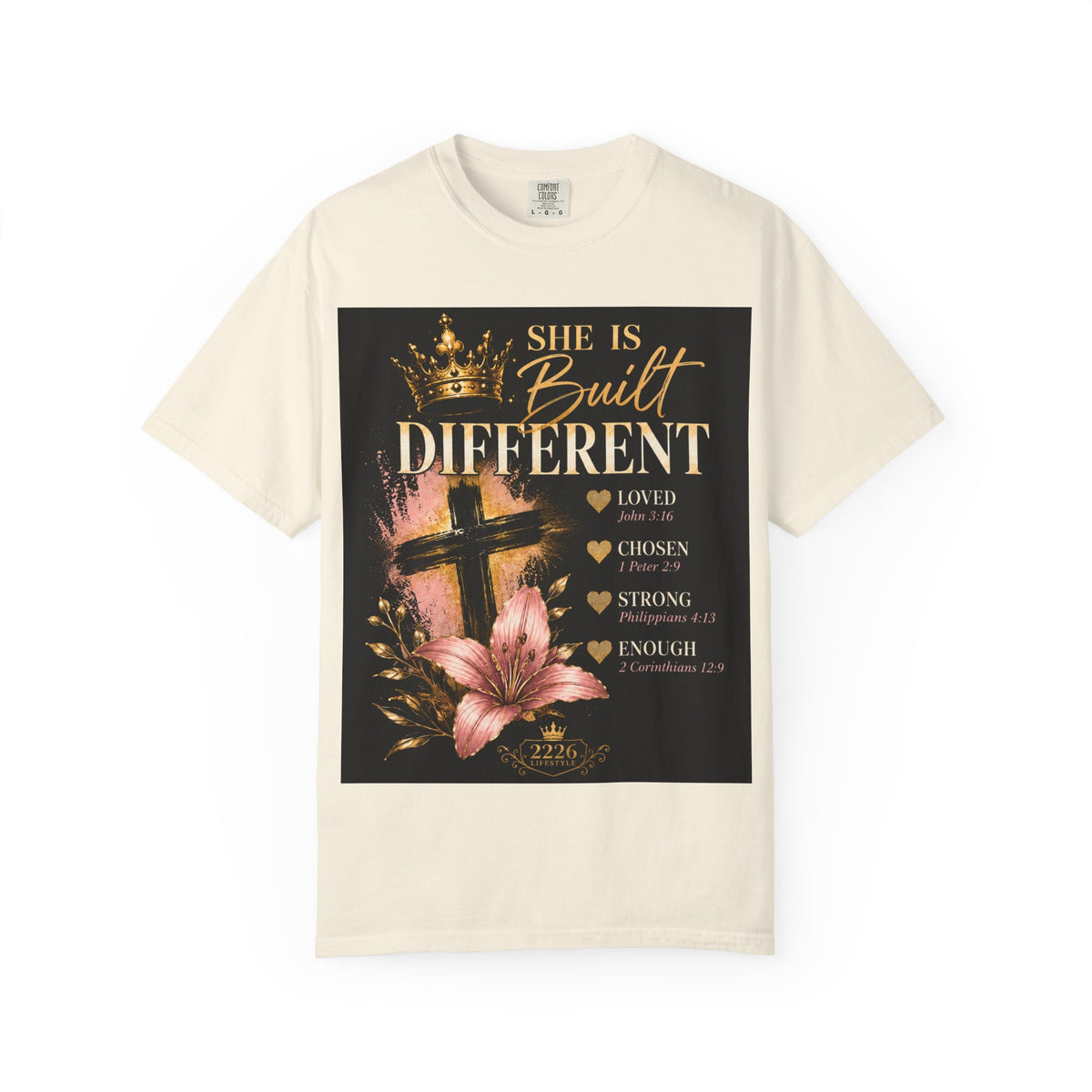 Christian Inspirational T-Shirt — "She Is Built Different / Built Right"