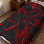 Velveteen Plush Blanket — Luxe Red & Black Floral Swirl Throw