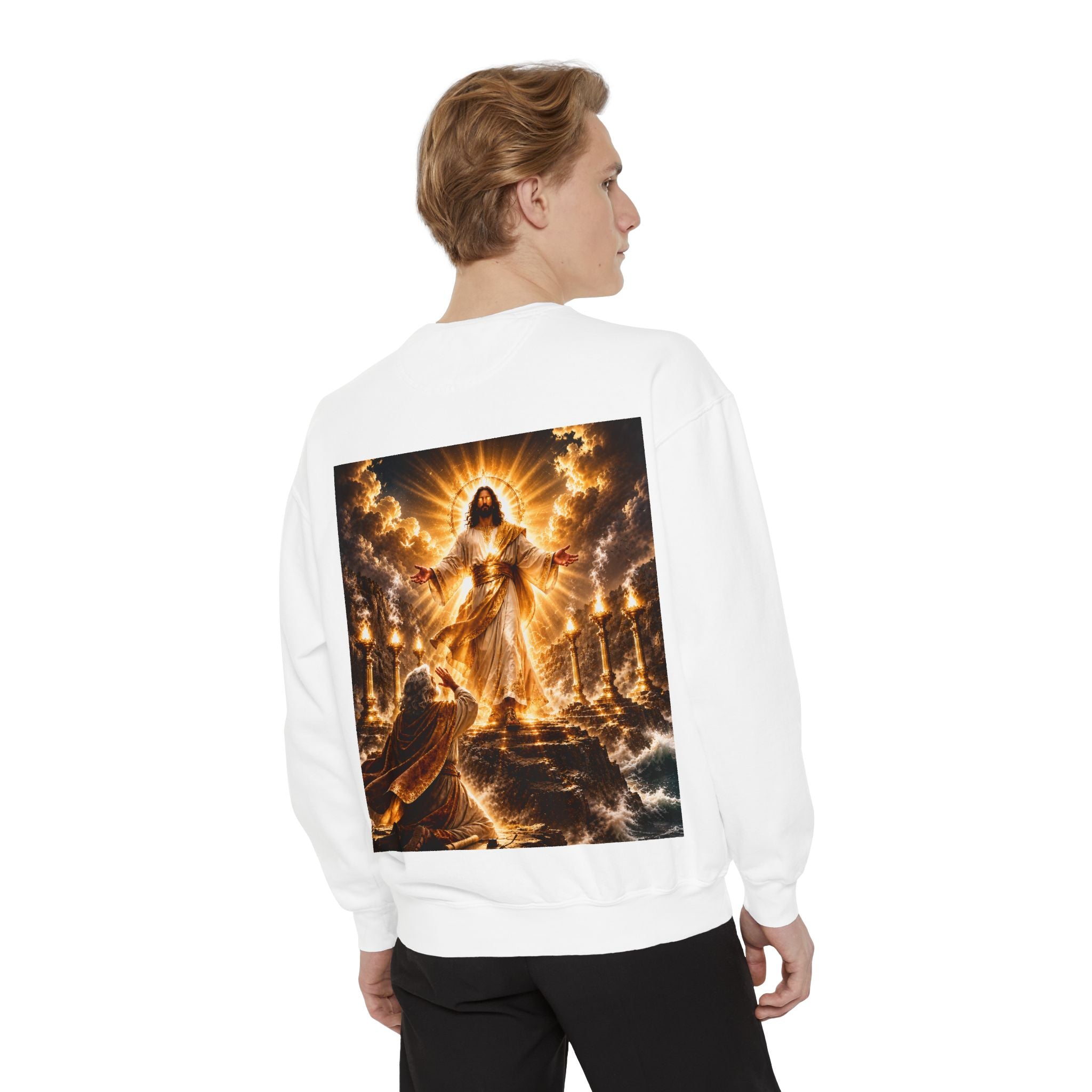 Revelation Chapter 1 Sweatshirt — Golden Christ Return Religious Crewneck