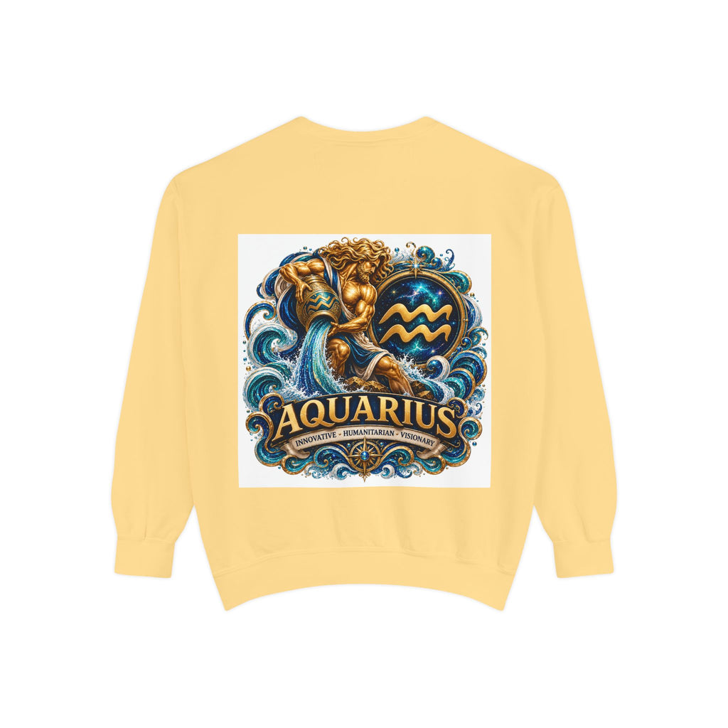 Aquarius Zodiac Sweatshirt — Water Bearer Astrology Graphic Crewneck