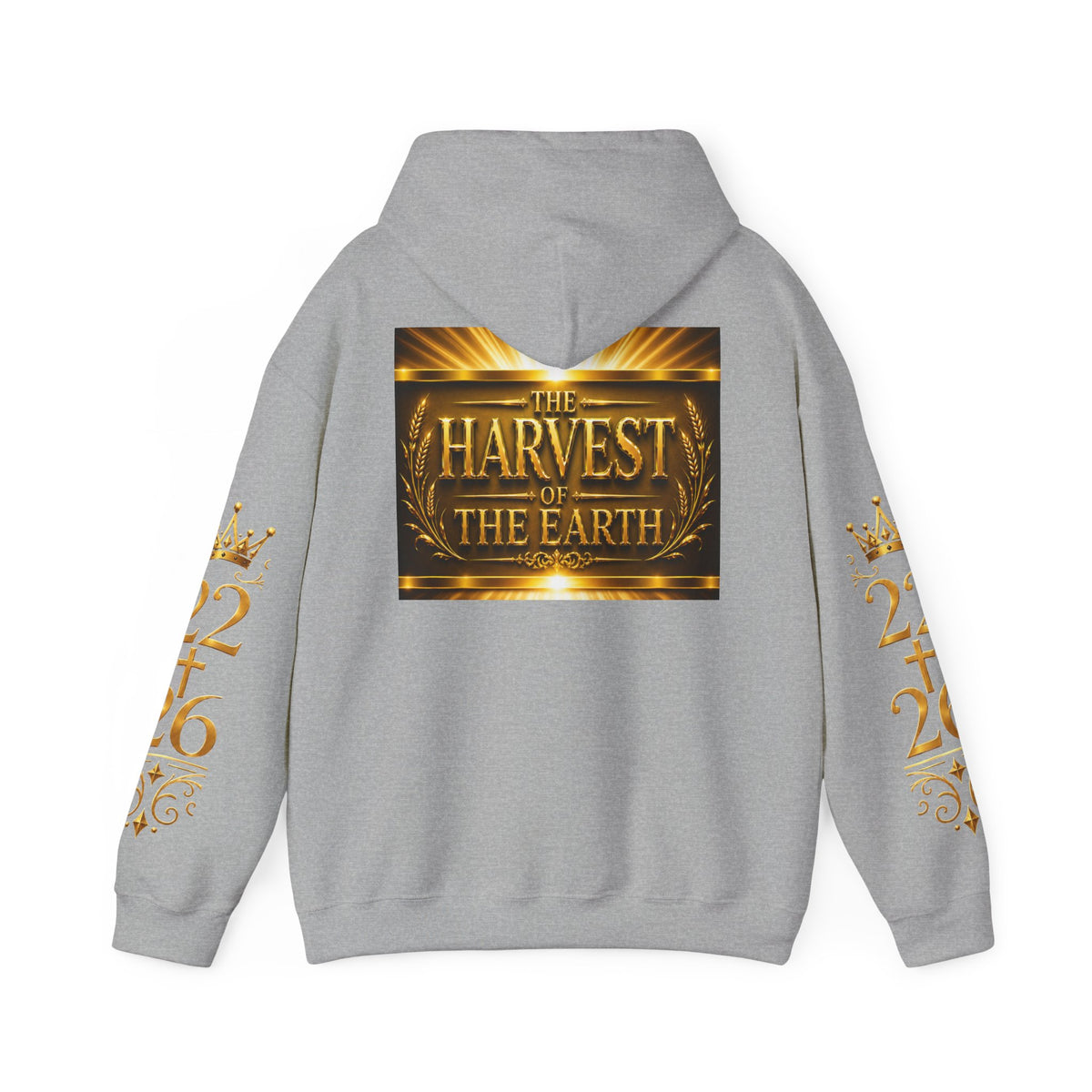 Harvest of the Earth Hoodie — Gold Crest Back Print with 2•26 Sleeve Design