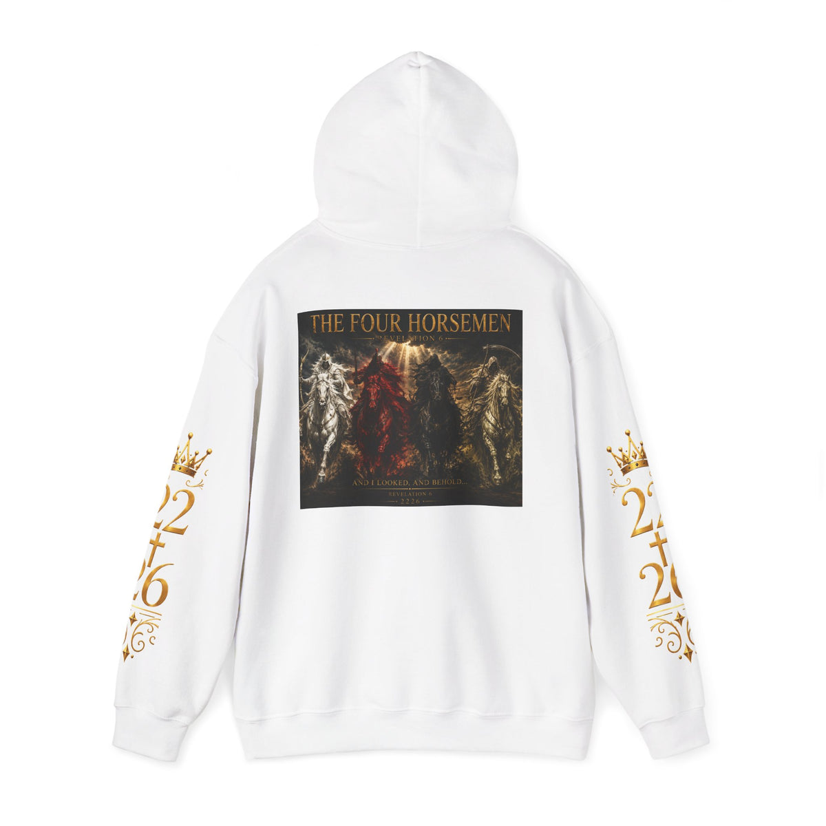 Revelation 6: The Four Horsemen Hoodie — Biblical Apocalyptic Graphic Sweatshirt