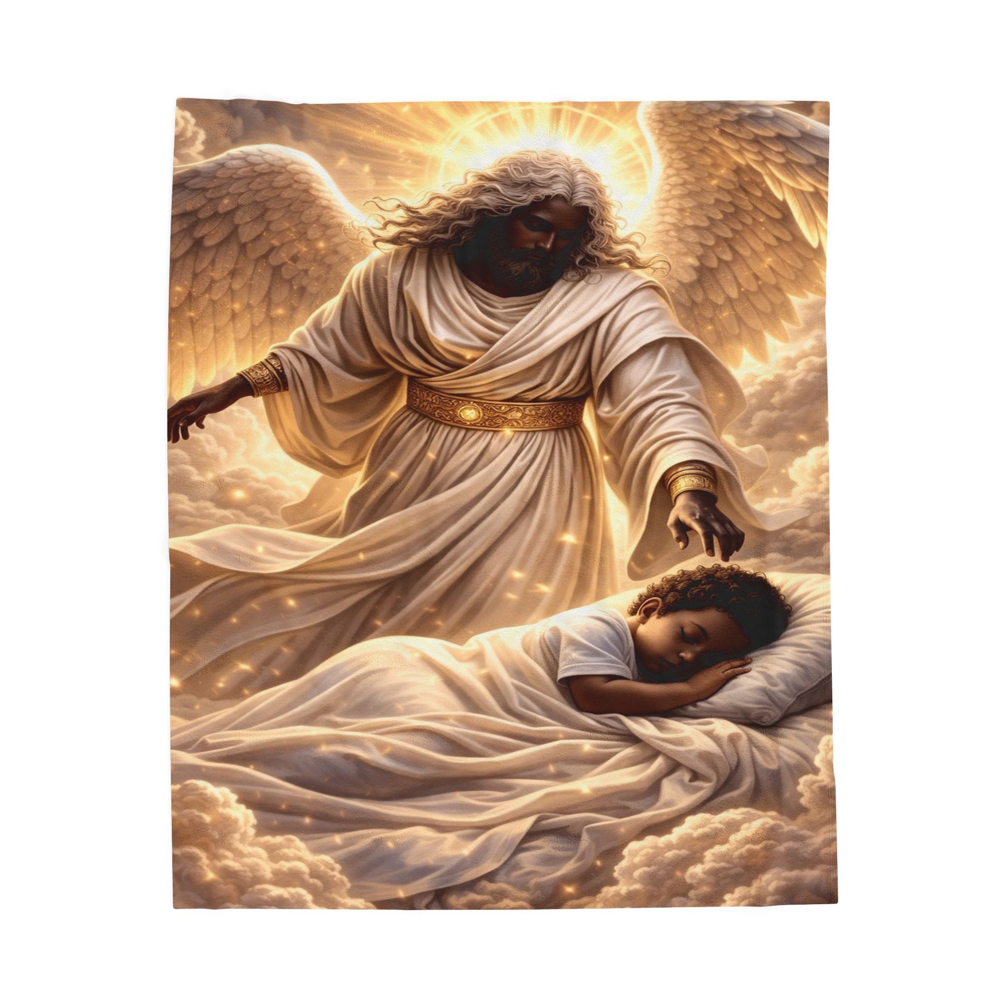 Plush Blanket — Guardian Angel Over Child Velveteen Throw