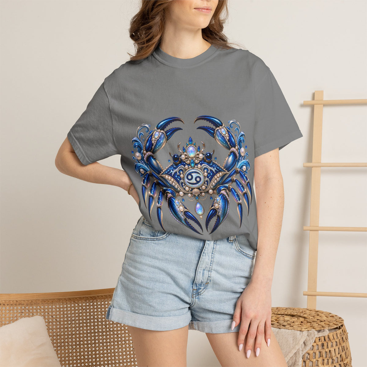 Cancer Zodiac T-Shirt — Blue Crab Astrology Tee (Intuitive, Loyal, Nurturing)