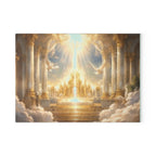 Heavenly Golden Cathedral Glass Cutting Board — Angelic Cloudscape Serving & Prep Board