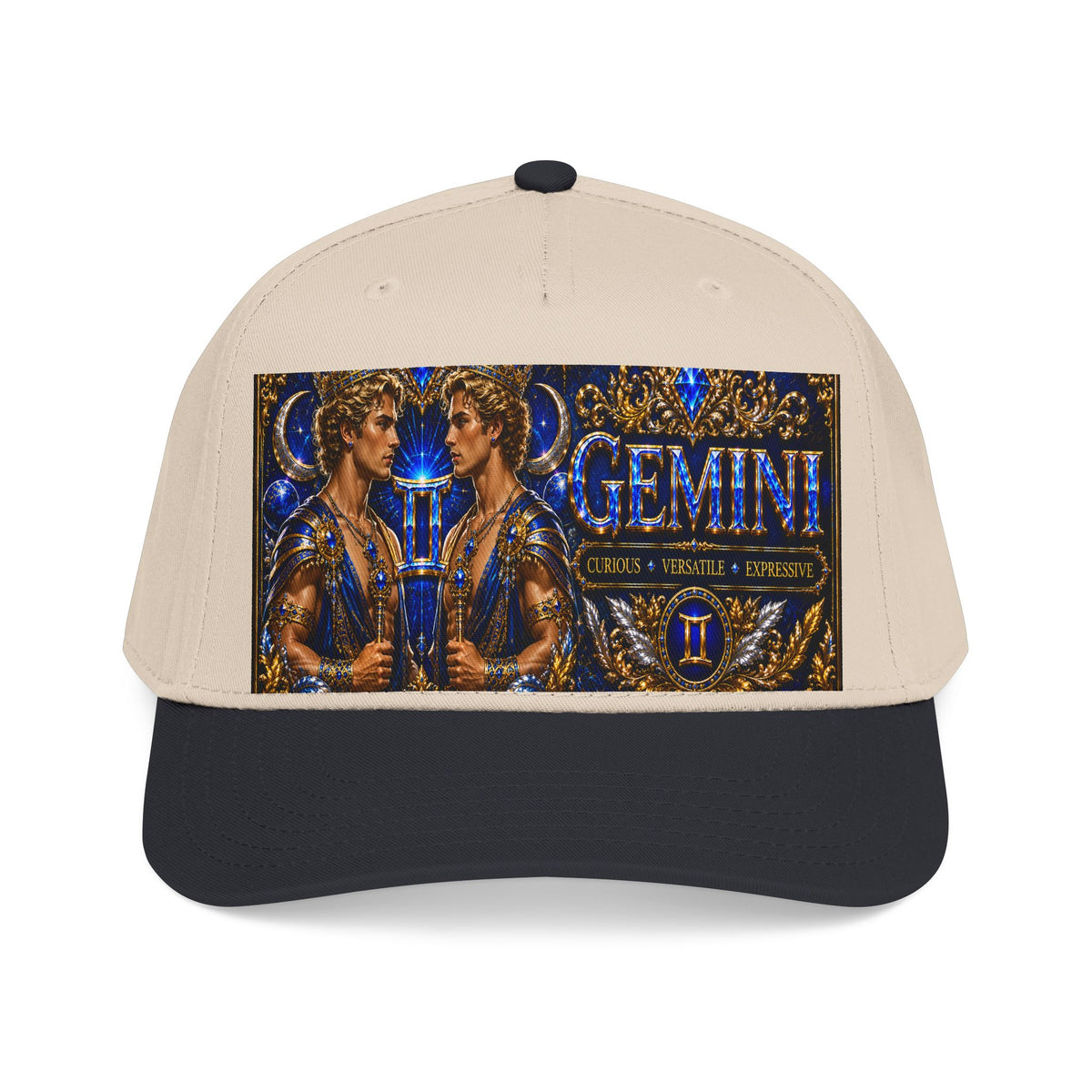 Gemini Zodiac Mid Profile Baseball Cap — Twin Constellation Astrology Design