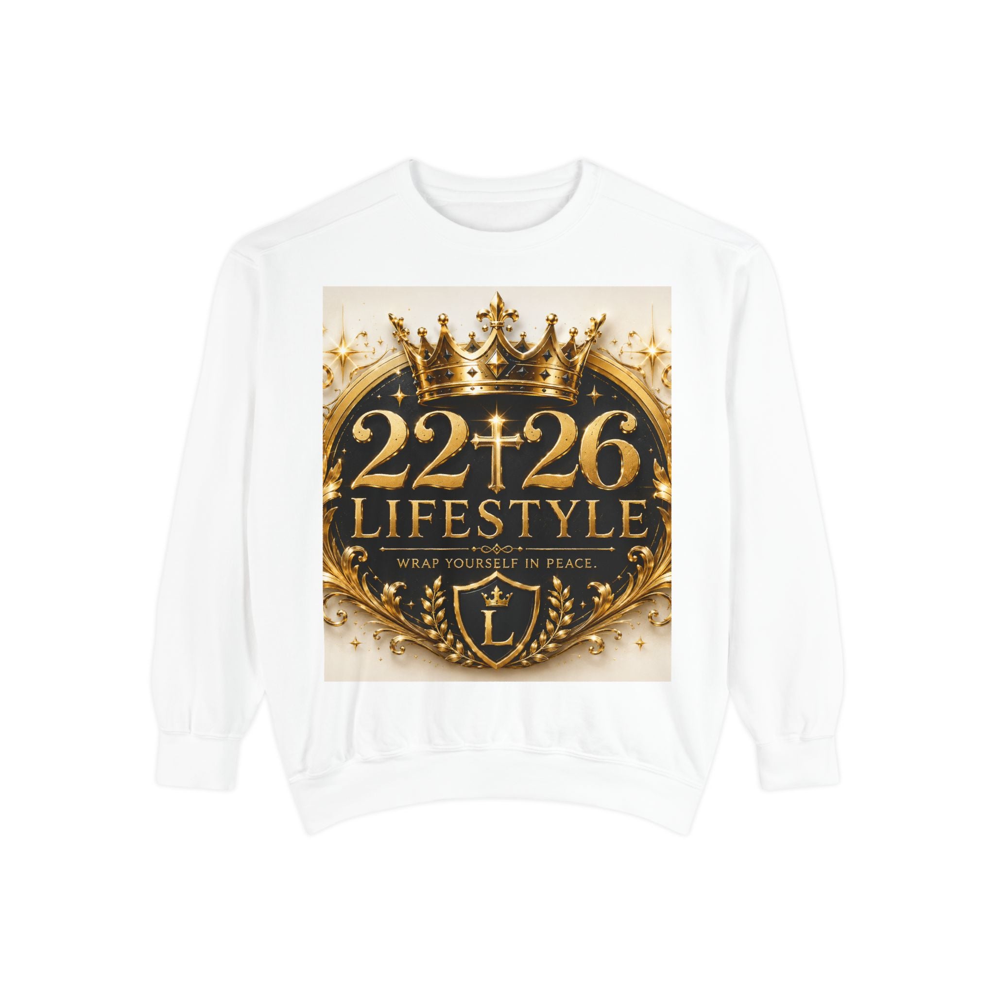 Crown Crest Sweatshirt – 22+26 Lifestyle Gold Emblem
