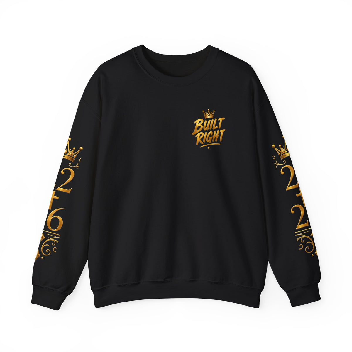 Built Right Crewneck Sweatshirt — "Built Right: Beautiful Brilliant" Gold Graphic