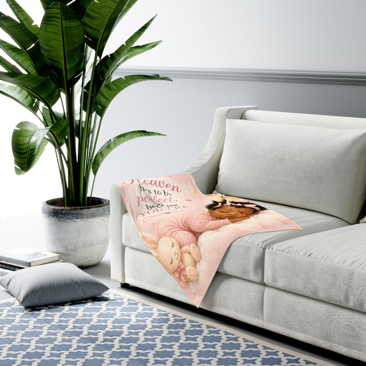 Infant & Toddler Blanket — "Heaven Has to Be Perfect Because You Are" Pink Sleeping Baby Swaddle