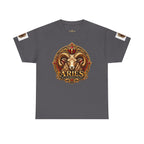 Aries Zodiac T‑Shirt — Mythic Ram Astrology Tee with 'ARIES' Emblem