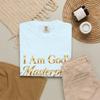 I Am God’s Masterpiece T-Shirt — Gold Script Faith Tee (Psalms 139:14)
