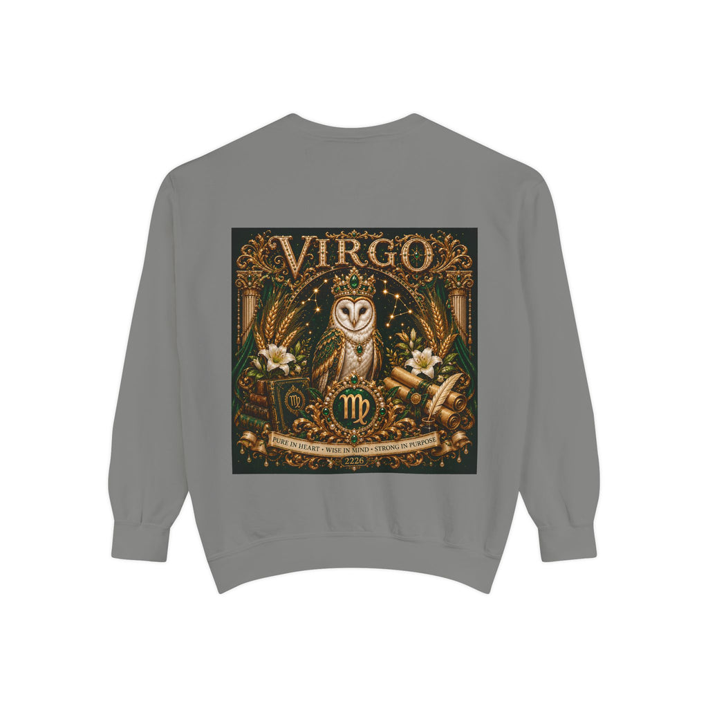 Virgo Zodiac Sweatshirt — Virgo Goddess & Owl Astrology Crewneck