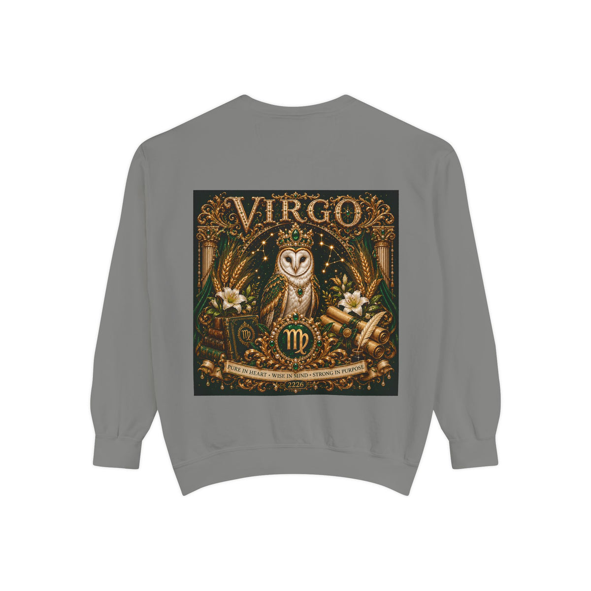 Virgo Zodiac Sweatshirt — Virgo Goddess & Owl Astrology Crewneck