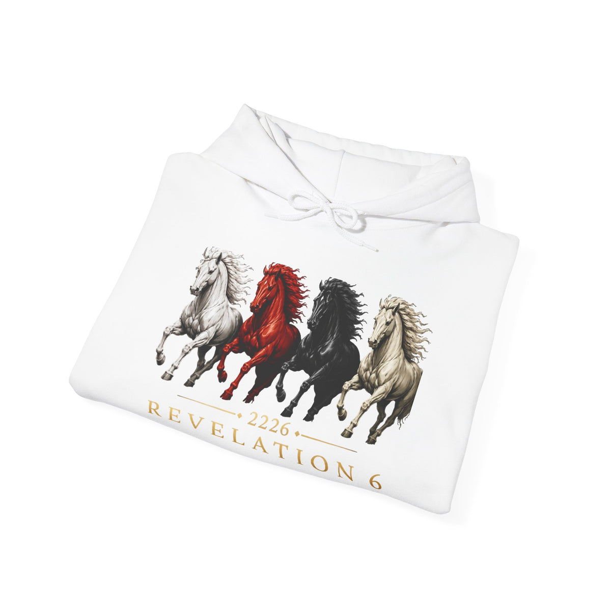 Revelation 6 Four Horsemen Hoodie — Biblical Apocalyptic Graphic Sweatshirt