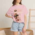 She Is Built Different Christian T-Shirt — Cross, Crown & Lily Faith Tee
