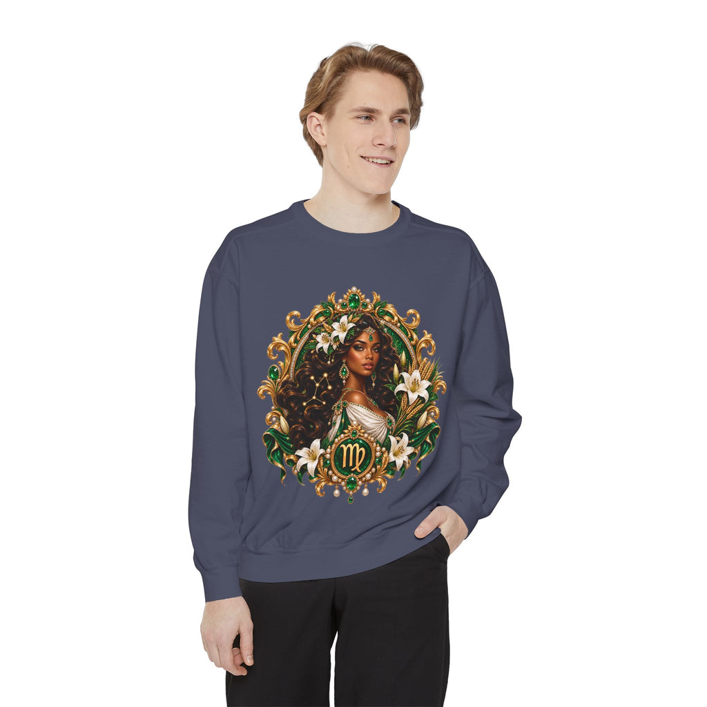 Virgo Zodiac Sweatshirt — Virgo Goddess & Owl Astrology Crewneck